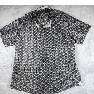 Synrgy Short Sleeve Button Up Shirt Men’s 2XLT Tall Black White Print
